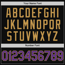 Load image into Gallery viewer, Custom Black Purple-Old Gold Authentic Throwback Baseball Jersey