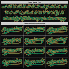 Load image into Gallery viewer, Custom Black Kelly Green-Old Gold Authentic Throwback Baseball Jersey
