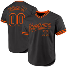 Load image into Gallery viewer, Custom Black Orange Authentic Throwback Baseball Jersey