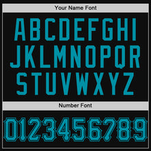 Load image into Gallery viewer, Custom Black Teal Authentic Throwback Baseball Jersey