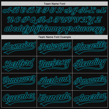 Load image into Gallery viewer, Custom Black Teal Authentic Throwback Baseball Jersey