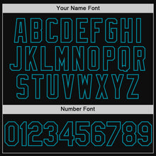 Load image into Gallery viewer, Custom Black Teal Authentic Throwback Baseball Jersey