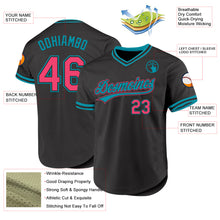 Load image into Gallery viewer, Custom Black Neon Pink-Teal Authentic Throwback Baseball Jersey