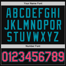 Load image into Gallery viewer, Custom Black Neon Pink-Teal Authentic Throwback Baseball Jersey