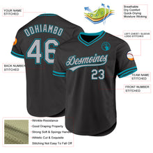 Load image into Gallery viewer, Custom Black Gray-Teal Authentic Throwback Baseball Jersey