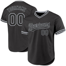 Load image into Gallery viewer, Custom Black Gray Authentic Throwback Baseball Jersey