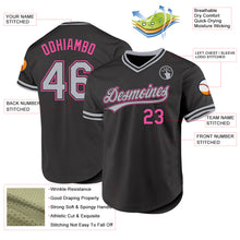 Load image into Gallery viewer, Custom Black Gray-Pink Authentic Throwback Baseball Jersey