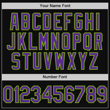 Load image into Gallery viewer, Custom Black Purple-Neon Green Authentic Throwback Baseball Jersey