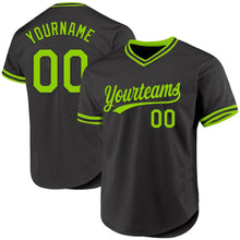 Load image into Gallery viewer, Custom Black Neon Green Authentic Throwback Baseball Jersey