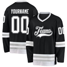 Load image into Gallery viewer, Custom Black White-Gray Hockey Jersey