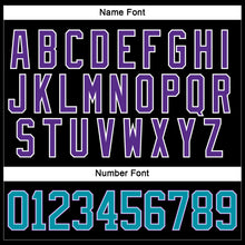 Load image into Gallery viewer, Custom Black Teal-Purple Hockey Jersey