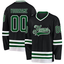 Load image into Gallery viewer, Custom Black Green-White Hockey Jersey