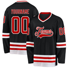 Load image into Gallery viewer, Custom Black Red-White Hockey Jersey