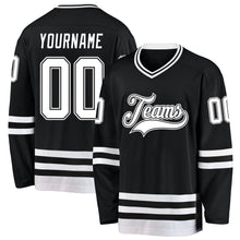 Load image into Gallery viewer, Custom Black White Hockey Jersey