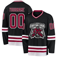 Load image into Gallery viewer, Custom Black Maroon-White Hockey Jersey