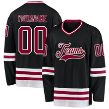 Load image into Gallery viewer, Custom Black Maroon-White Hockey Jersey