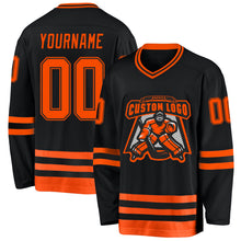 Load image into Gallery viewer, Custom Black Orange Hockey Jersey