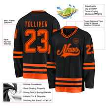 Load image into Gallery viewer, Custom Black Orange Hockey Jersey