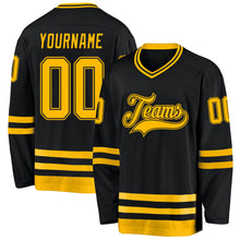 Load image into Gallery viewer, Custom Black Gold Hockey Jersey