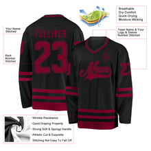 Load image into Gallery viewer, Custom Black Maroon Hockey Jersey