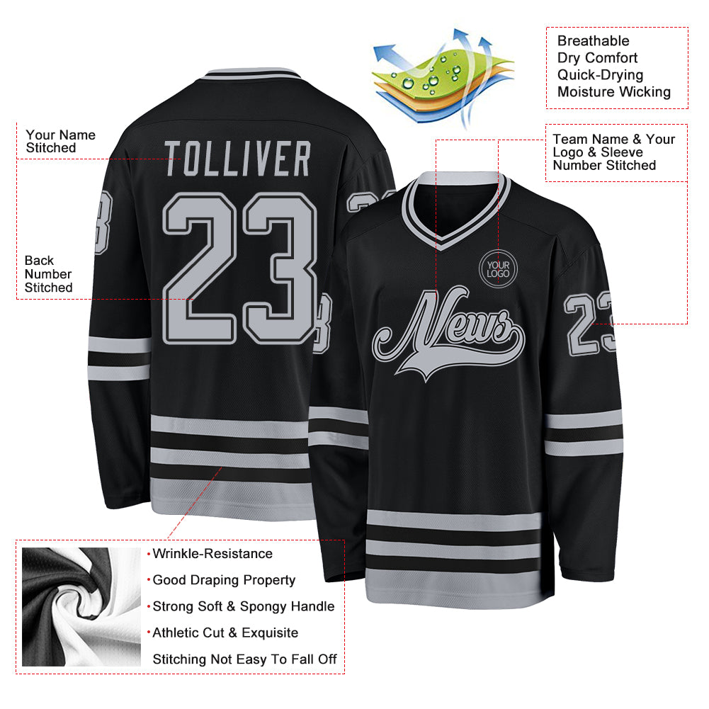 Custom Gray Crimson Orange-Black Classic Style Hockey Jersey