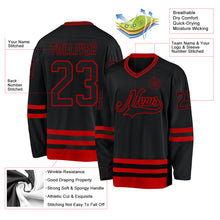 Load image into Gallery viewer, Custom Black Red Hockey Jersey
