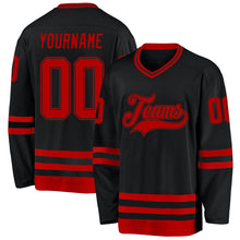 Load image into Gallery viewer, Custom Black Red Hockey Jersey