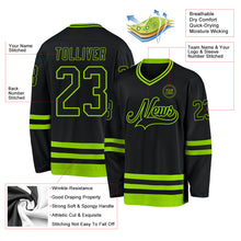Load image into Gallery viewer, Custom Black Neon Green Hockey Jersey