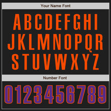 Load image into Gallery viewer, Custom Black Purple-Orange Authentic Baseball Jersey