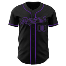 Load image into Gallery viewer, Custom Black Purple Authentic Baseball Jersey