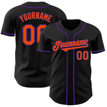 Load image into Gallery viewer, Custom Black Orange-Purple Authentic Baseball Jersey
