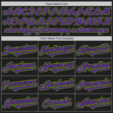 Load image into Gallery viewer, Custom Black Purple-Neon Green Authentic Baseball Jersey