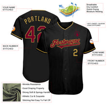 Load image into Gallery viewer, Custom Black Maroon-Old Gold Authentic Baseball Jersey
