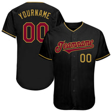 Load image into Gallery viewer, Custom Black Maroon-Old Gold Authentic Baseball Jersey