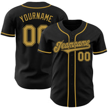 Load image into Gallery viewer, Custom Black Old Gold Authentic Baseball Jersey