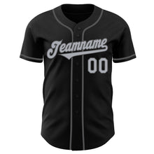 Load image into Gallery viewer, Custom Black Gray-Steel Gray Authentic Baseball Jersey