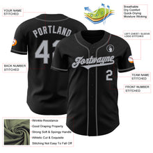 Load image into Gallery viewer, Custom Black Gray-Steel Gray Authentic Baseball Jersey