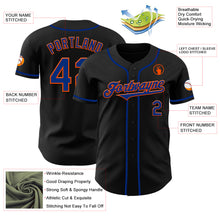 Load image into Gallery viewer, Custom Black Royal-Orange Authentic Baseball Jersey