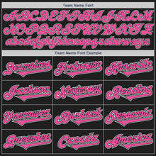 Load image into Gallery viewer, Custom Black White Pinstripe Pink Authentic Baseball Jersey