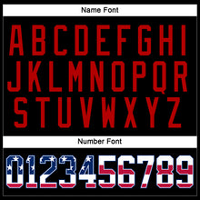 Load image into Gallery viewer, Custom Black USA Flag Royal-Red Hockey Jersey
