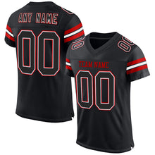 Load image into Gallery viewer, Custom Black White-Red Mesh Authentic Football Jersey