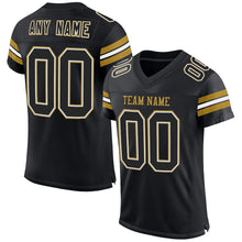 Load image into Gallery viewer, Custom Black White-Old Gold Mesh Authentic Football Jersey