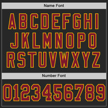 Load image into Gallery viewer, Custom Black Crimson-Gold Mesh Authentic Football Jersey