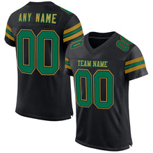 Load image into Gallery viewer, Custom Black Kelly Green-Old Gold Mesh Authentic Football Jersey