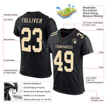 Load image into Gallery viewer, Custom Black Cream Mesh Authentic Football Jersey