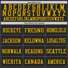 Load image into Gallery viewer, Custom Black Gold Mesh Authentic Football Jersey