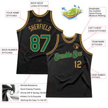 Load image into Gallery viewer, Custom Black Kelly Green-Old Gold Authentic Throwback Basketball Jersey