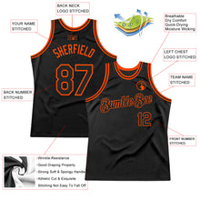Load image into Gallery viewer, Custom Black Orange Authentic Throwback Basketball Jersey