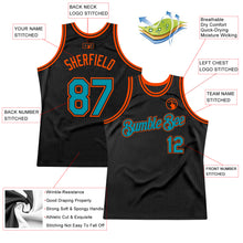 Load image into Gallery viewer, Custom Black Teal-Orange Authentic Throwback Basketball Jersey