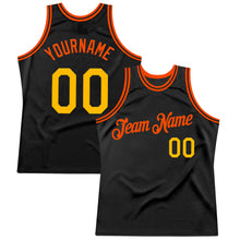 Load image into Gallery viewer, Custom Black Gold-Orange Authentic Throwback Basketball Jersey